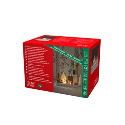 Imagen de Konstsmide Luces de Navidad/Diseño casa silueta con renos/Decoración adorno Navidad/Funciona pilas: 2 x AA (Excl.)/Diodos blancos cálidos escena navideña