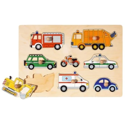 Imagen de GOKI Puzzles de Madera Medios Transporte, Encaje, Multicolor (57996)