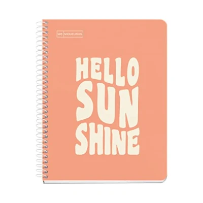 Imagen de Miquelrius Cuaderno A5, Notebook mensajes, 1 Franja de color, 100 Hojas 90 g/m², Rayado horizontal 7 mm, 2 Taladros, Cubierta cartón duro, Color melocotón