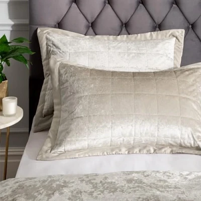 Imagen de Catherine Lansfield Dos Fundas Decorativas para Almohada de Terciopelo aplastado, poliéster, Natural, Cama Matrimonio, 29 x 8 cm