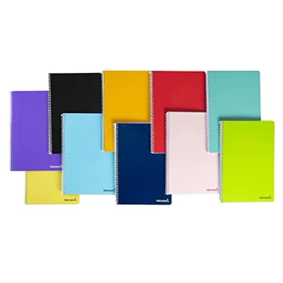 Imagen de Cuaderno espiral liderpapel folio smart tapa blanda 80h 60gr rayado montessori 5mm con margen colores surtidos