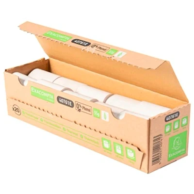 Imagen de Exacompta 40761E Rollos de papel térmico (20 unidades, 1 capa, ancho: 57 mm, longitud: 18 m, diámetro del núcleo: 12 55 g/m², parte trasera impresa, para dispositivos pago con tarjeta (EC