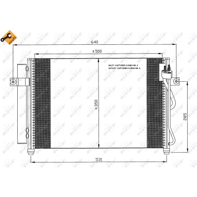 Imagen de NRF EASY FIT 35630 Condensador con secador, junta anular 12,9 8,2 Aluminio 500 HYUNDAI: Getz