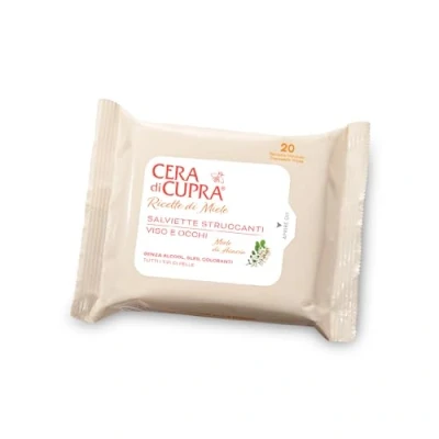 Imagen de Cera di Cupra, Toallitas Desmaquillantes, Diseñadas para Eliminar Fácilmente el Maquillaje e Impurezas de Rostro y Ojos, Tejido 100% Natural, Biodegradables, Hechas en Italia, 20 Unidades