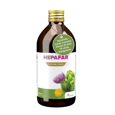 Imagen de Detox Drink Cardo Mariano, Te Verde, Alcachofa, Diente de Leon y Manganeso 500 ml para 20 Días Apoyo Hepatico Hepafar Sensilab, Hecho en España