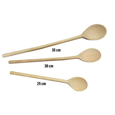 Imagen de Fackelmann Nature Cucharas madera. Color natural. 24x4,5cm, 30x4,5cm y 35x4,5cm. 3 uds