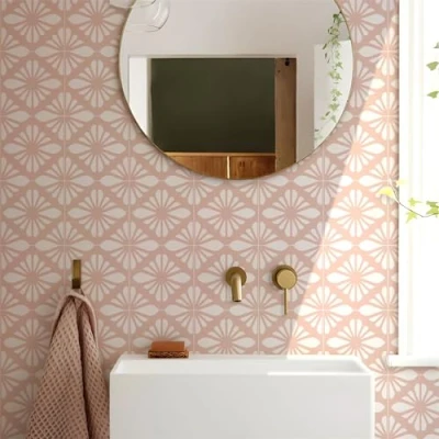 Imagen de Azulejos Adhesivos Cocina 20X20cm Rosa Vinilos para Baños Losetas Vinilo Paredes Suelo Autoadhesivo