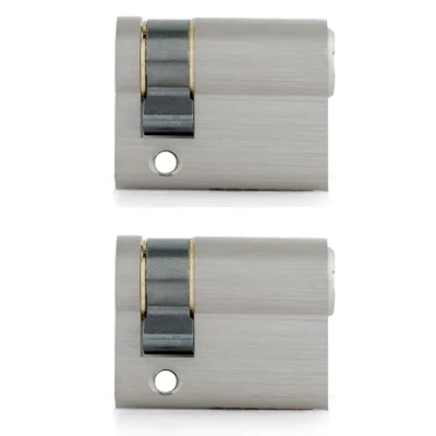 Imagen de GERCAR cilindro de perfil 30/10, semicilindro, cierre uniforme, juego 2 unidades, latón mate, incluye 10 llaves. Puerta garaje. Longitud: 40 mm, A: 30 B: 2x
