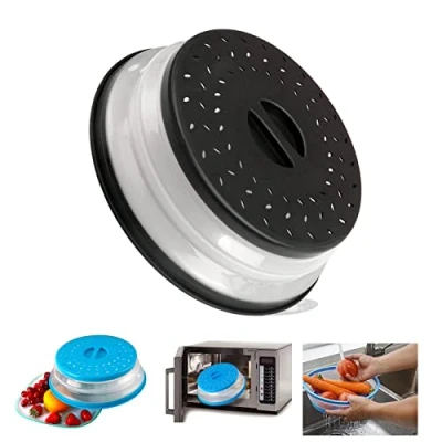 Imagen de Tapa plegable para microondas, cubierta platos de microondas alimentos, ventilada salpicaduras alimentos,sin BPA (negro)
