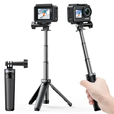 Imagen de AKASO Mini trípode, Palo Selfie Accesorios Compatible con Action CAM/GoPro Hero12/11/10/9/8/7/Max/DJI Osmo Camera