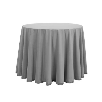 Imagen de Donegal Collections Falda Mesa Camilla Redonda 110 cm Gris Perla Faldillas Invierno Altura 75 Tejido Aterciopelado Ideal Otoño/Invierno, Fabricado 100% España