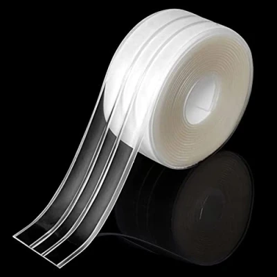 Imagen de cinta adhesiva para bañeras, PVC autoadhesiva impermeable y a prueba de moho, Doble pliegue, Burletes adhesivos calafateo, Sellado Pared Cinta,Transparente (320 * 3.8cm)