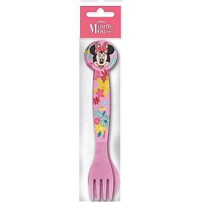 Imagen de Set de 2 cubiertos plástico rosa Disney para niñas con tenedor y cuchara Minnie Mouse