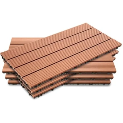 Imagen de YOEVU Baldosas de Exterior WPC Antideslizantes y Resistentes al Agua Fáciles Instalar Ideal para Terraza, Patio, Jardín, Terracota, 30x60cm, Set 11 Piezas, 1m²