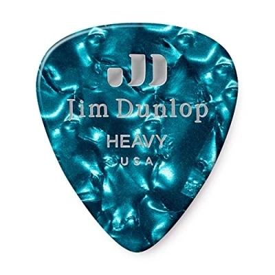 Imagen de JIM DUNLOP Púas Genuine Celluloid Classic, Saco de 12, Turquesa Perlado, duro