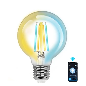 Imagen de Aigostar Bombilla LED inteligente. Alexa vintage, G80 Transparente tipo globo, 6W 850LM E27, regulable cálida a fría 2700K 6500K. Compatible con y Google home, 1 Unidad