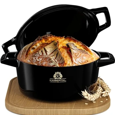 Imagen de Kaisertal Olla de hierro fundido para pan y fermentación (26 cm, con tapa, 4,7 L, esmaltada)