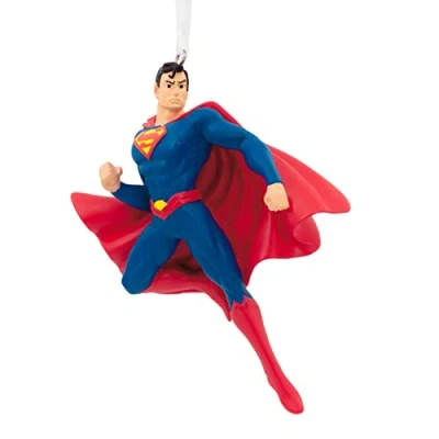 Imagen de Hallmark DC Comics 25574049 Adorno navideño de Superman, Rojo y Azul, 8,7 cm Alto por 7,1 Ancho 2,7 Largo,