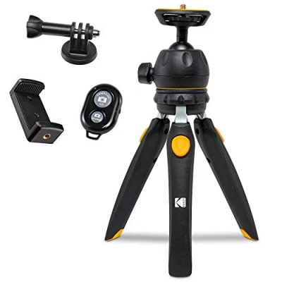 Imagen de KODAK PhotoGear Mini trípode Ajustable con Control Remoto, Cabeza de Bola 360, Compacto Mesa 9 Pulgadas, Palo Selfie 11 Patas 5 Posiciones, Goma,