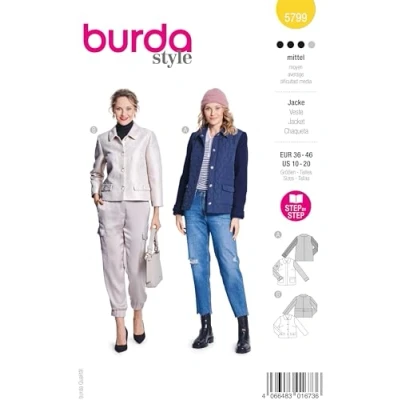Imagen de burda style Patrón de costura para chaqueta mujer en 2 modelos diferentes, tallas 36 46