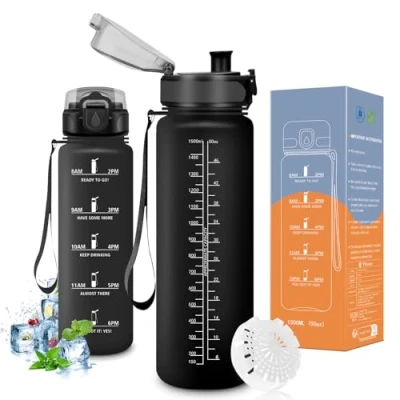 Imagen de Vikaster Botella Deportiva de 1500 ml, Fitness, Apta para Bebidas carbonatadas, a Prueba Fugas, Exterior