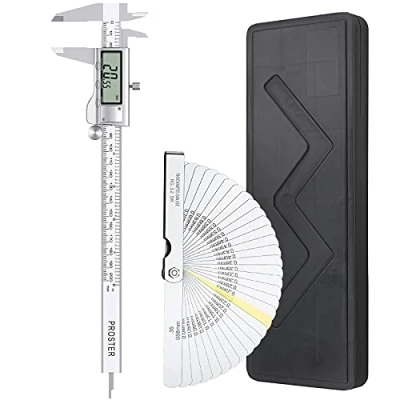 Imagen de Proster Calibre Digital 200 mm Pie de Rey Acero Inoxidable Electrónico con Galgas Espesores 0.04 0.88mm Fraccion/Pulgada/Metrica Medición Longitud Ancho Profundidad Diámetro Interior Exterior