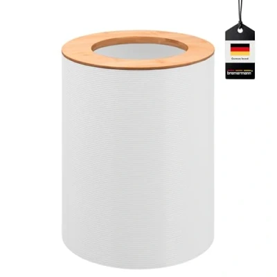 Imagen de bremermann Cubo de basura Segno bambú y plástico, 5,5 litros, color blanco