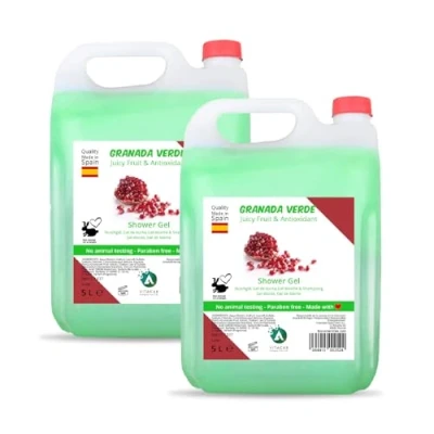 Imagen de Pack 2 garrafas 5L gel de ducha granada total 10 L fórmula hidratante para limpieza corporal diaria uso intensivo en hoteles, gimnasios, alojamientos turísticos y baños compartidos Vitacab