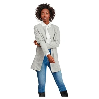Imagen de Vila Clothes Vinaja New Long Jacket Noos, Chaqueta de Traje Mujer, Gris (Light Grey Melange), 40 (Talla del Fabricante: Large)