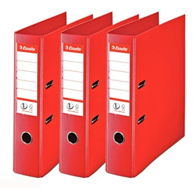 Imagen de Esselte Clasificador Archivador de anillas con palanca (75 mm, paquete 3), color rojo
