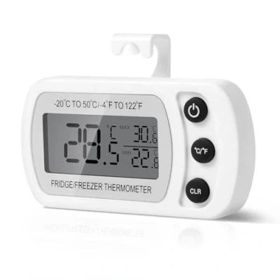 Imagen de AiQlnu Termómetro Digital para Refrigerador, Magnétique Congelador a Prueba de Agua con Gancho, Pantalla LCD Fácil Leer, Función Registro Máximo/Mínimo, Hogar, Cafés