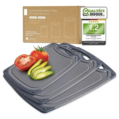 Imagen de EXITOSO Tabla de Cortar Cocina Paja Trigo Antibacteriano y Apto para Lavavajillas Tablas Antideslizante con Ranura el Jugo Corte Sostenible Cutting Board