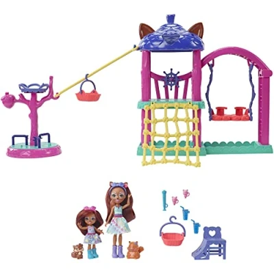 Imagen de Enchantimals City Tails Parque de juegos Sabine y Seneca Squirrel Dos muñecas con mascotas ardilla set juego accesorios, juguete regalo +4 años (Mattel HHC16)