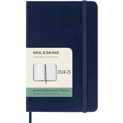 Imagen de Moleskine Weekly Planner 2024 2025, Agenda Semanal 18 Meses 2025 Con Espacio Para Notas, Tapa Dura y Cierre Elástico, Formato de Bolsillo 9 x 14 cm, Color Azul Zafiro