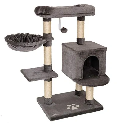 Imagen de lionto Árbol rascador para Gatos Altura 93 cm, Gris Oscuro