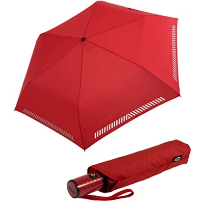 Imagen de iX brella Miniparaguas infantil Safety Reflex extra ligero, Rojo automático, 95 cm Automatik, Paraguas plegable automático