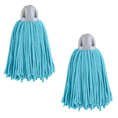 Imagen de MAYA Fregona MAX Pro Hilo. Limpieza Eficiente y Duradera para Superficies Lisas. 100 % Microfibra. Extra Absorbente Escurrefacil. Rosca Universal. Pack de 2 Fregonas (Celeste)