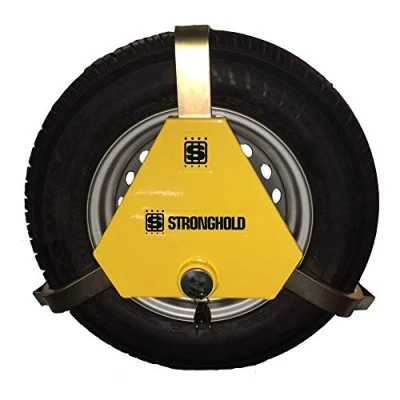 Imagen de Stronghold Apex Abrazadera de rueda triangular 15 a 18 pulgadas, apta para caravanas, remolques, cajas caballos, furgonetas y autocaravanas. Ancho neumáticos 205 225 mm, diámetro
