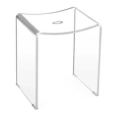 Imagen de Navaris Taburete de baño antideslizante Asiento impermeable multiuso para ducha cocina salón Banqueta elegante transparente 43,5 x 37 28 cm