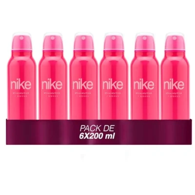 Imagen de NIKE Trendy Pink, Desodorante Mujer Spray, Pack de 6 x 200 ml, Antimanchas para Todo Tipo Piel, 0% Sales Aluminio, Larga Duración, Fragancia Floral