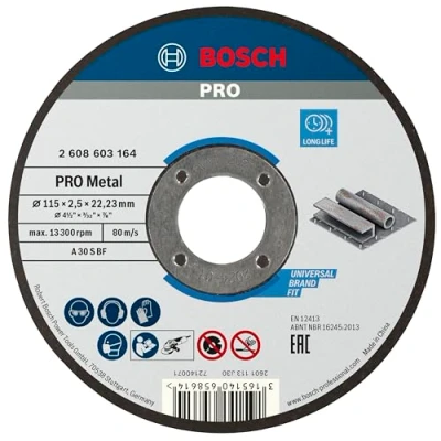 Imagen de Bosch Professional 1x Disco de Corte Recto Standard for Metal (para Metal, Ø 115 x 2.5 mm, Accesorios Amoladora)