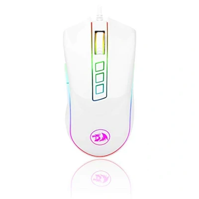 Imagen de Redragon M711 Cobra Ratón para juegos con retroiluminación de 16.8 millones colores RGB, 10.000 DPI ajustable, agarre cómodo, 7 botones programables, color blanco