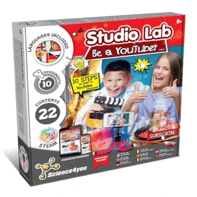 Imagen de Science4you Hazte Youtuber, Kit Cientifico para Niños +8 Años Crea tu Canal y Haz 13 Experimentos con el Laboratorio de Quimica: Volcán Ciencia Explosiva, Juegos Educativos