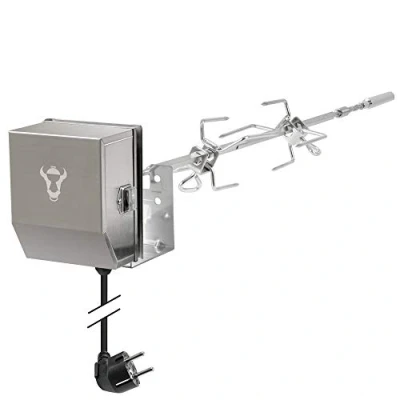 Imagen de BBQ Toro Asador Eléctrico Giratorio para Barbacoa Adecuado Weber Spirit II Serie 200 + 300 Brocheta con Motor Pincho y Tenedores Giratorios Agujas Carne