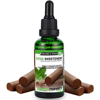 Imagen de ALPHA POWER FOOD®: Stevia líquida natural Gotas de turrón, Edulcorante natural, sustituto del azúcar con sabor sin &amp; calorías
