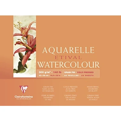 Imagen de Clairefontaine 96474C Bloc de dibujo para acuarela (grano fino, 42 x 56 cm, 25 hojas, 300 g), color blanco