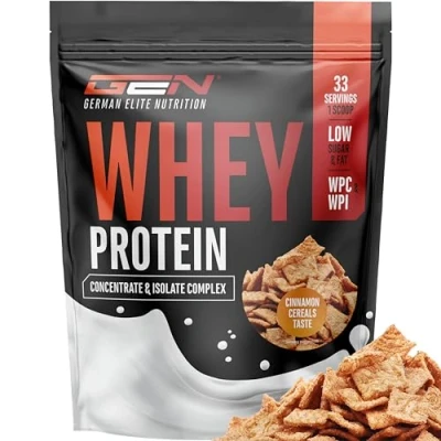 Imagen de Whey Protein Complex 1000 g (Canela y cereales) con parte de aislado Proteína instantánea BCAA EAA German Elite Nutrition