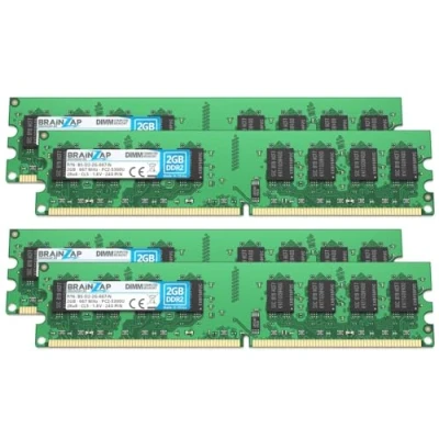 Imagen de BRAINZAP Memoria RAM DDR2 DIMM PC2 5300U 2Rx8 667 MHz 1,8 V CL5 (4 x 2 GB)