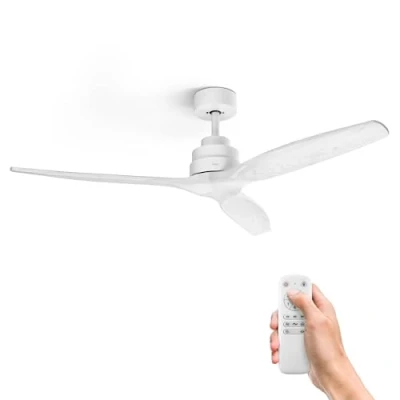 Imagen de Ufesa Ventilador de Techo CFTB, 40W, 6 Velocidades, Ultra Silencioso, 3 Aspas Madera Natural 132cm, Función Verano Invierno, Temporizador 8h, Mando a Distancia, Blanco