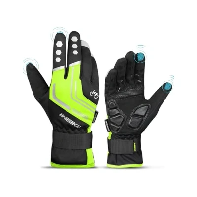Imagen de INBIKE Guantes Ciclismo Hombre para Invierno De Pantalla Táctil Bicicleta Carretera MTB con Membrana Impermeable, AislamientoTérmico y Forro Polar(Verde,M)